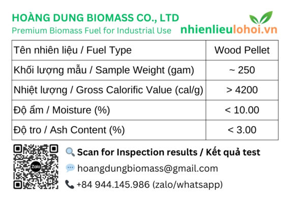 Viên nén gỗ wood pellet Hoàng Dung Biomass
